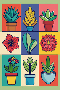 多彩盆栽插画植物大赏