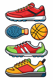 多彩运动鞋与篮球组合