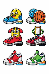 多彩卡通运动鞋与运动元素