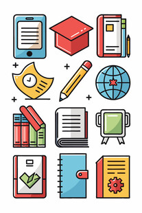 多样学习用品图标集合