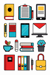 办公学习用品图标集合