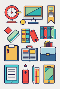 多彩办公文具图标集合