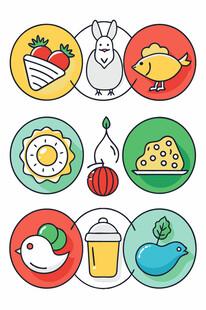 多彩食物图标集合