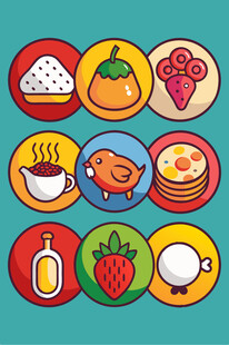 多彩美食图标集合