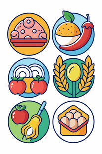 多彩食物图标集合