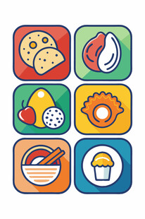 多彩美食图标集合