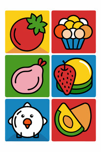 多彩卡通食物图标集合