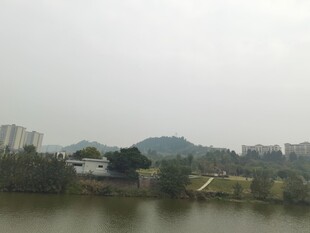 湖畔城市景观远景