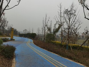 蓝色蜿蜒乡村骑行小路