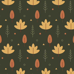 秋季树叶松果无缝图案背景