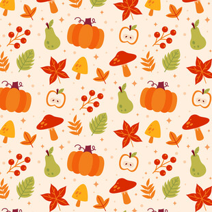 秋季元素无缝图案背景