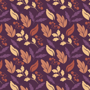 秋季树叶浆果图案背景