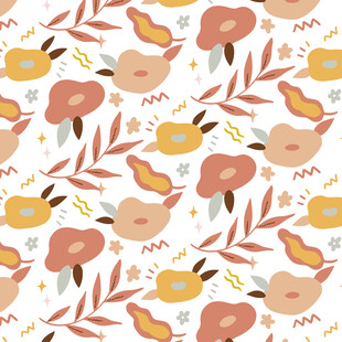 花卉小鸟图案的清新背景图