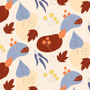 秋日蘑菇树叶图案背景