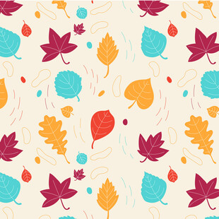秋季多彩树叶无缝图案背景