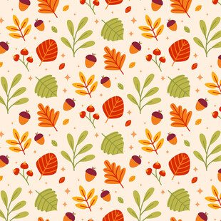 秋季水果树叶图案背景