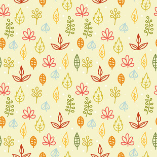 秋季植物图案无缝背景图