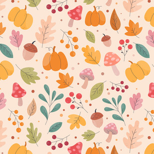 秋季花卉果实图案背景图