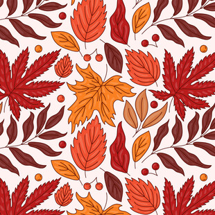 秋季枫叶花卉无缝图案