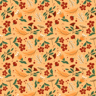 橙黄水果花卉图案背景
