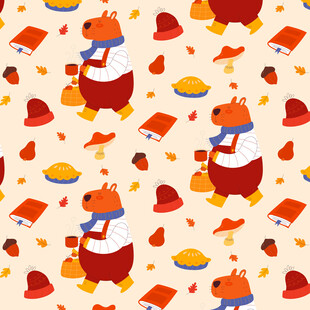 卡通风格感恩节元素图案