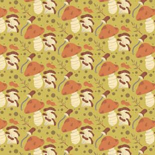 蘑菇图案的可爱背景纹理