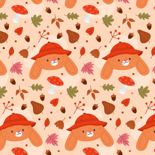 秋日萌狗落叶图案背景