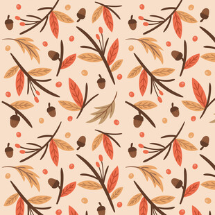 秋季树叶花卉图案背景