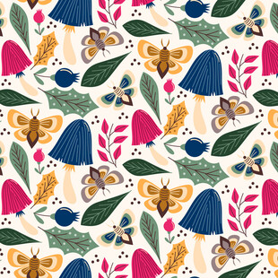 多彩植物花卉图案背景