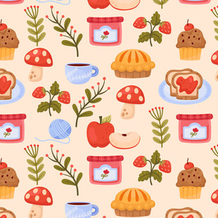 可爱甜点水果图案背景