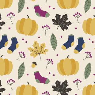 秋季南瓜袜子叶子图案