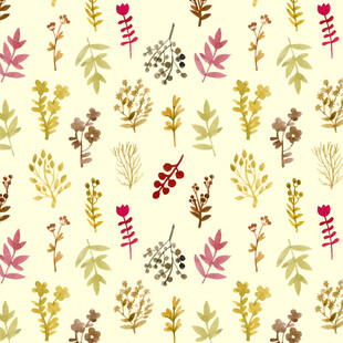 手绘多彩植物图案背景