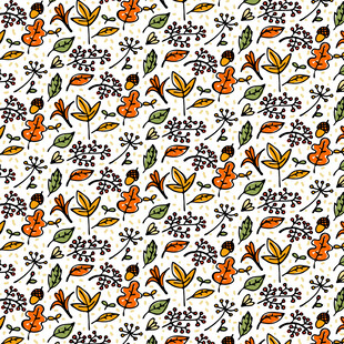 鸟类与树叶的多彩图案