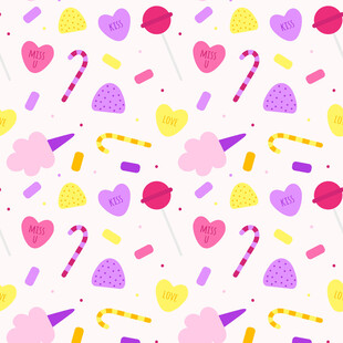多彩爱心糖果无缝图案