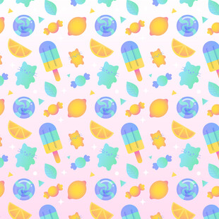 夏日缤纷水果冰淇淋图案