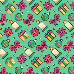 圣诞礼物图案无缝背景图