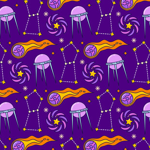 梦幻宇宙元素无缝图案