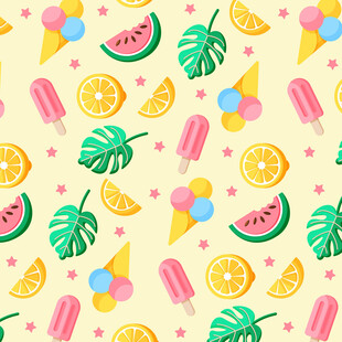 夏日水果冰淇淋印花图案