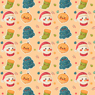 圣诞元素无缝图案背景