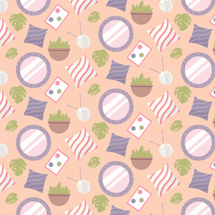 复古风餐具植物图案背景