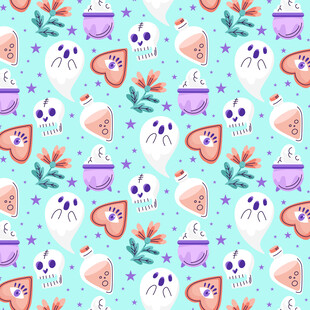 可爱手绘风茶具花卉图案