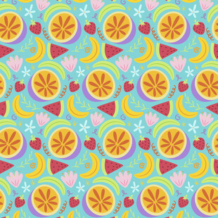 清新水果图案无缝背景