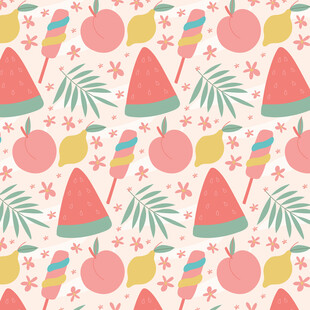 夏日水果冰淇淋图案背景