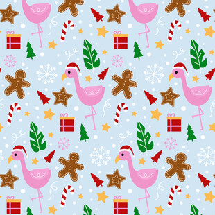 圣诞火烈鸟图案背景