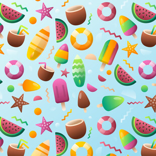 夏日缤纷甜品水果图案