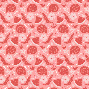 粉色卡通图案无缝背景图