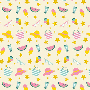 水果小鸟星星可爱图案