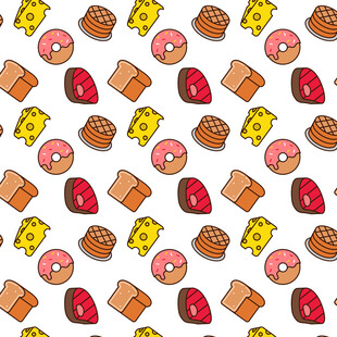 多彩美味糕点无缝图案