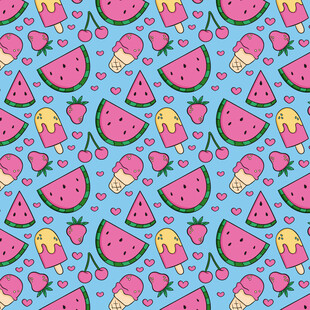 夏日水果冰淇淋图案背景