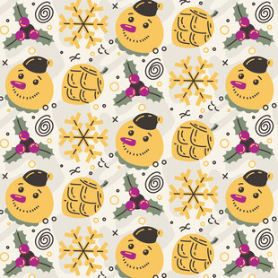 笑脸雪花圣诞图案背景